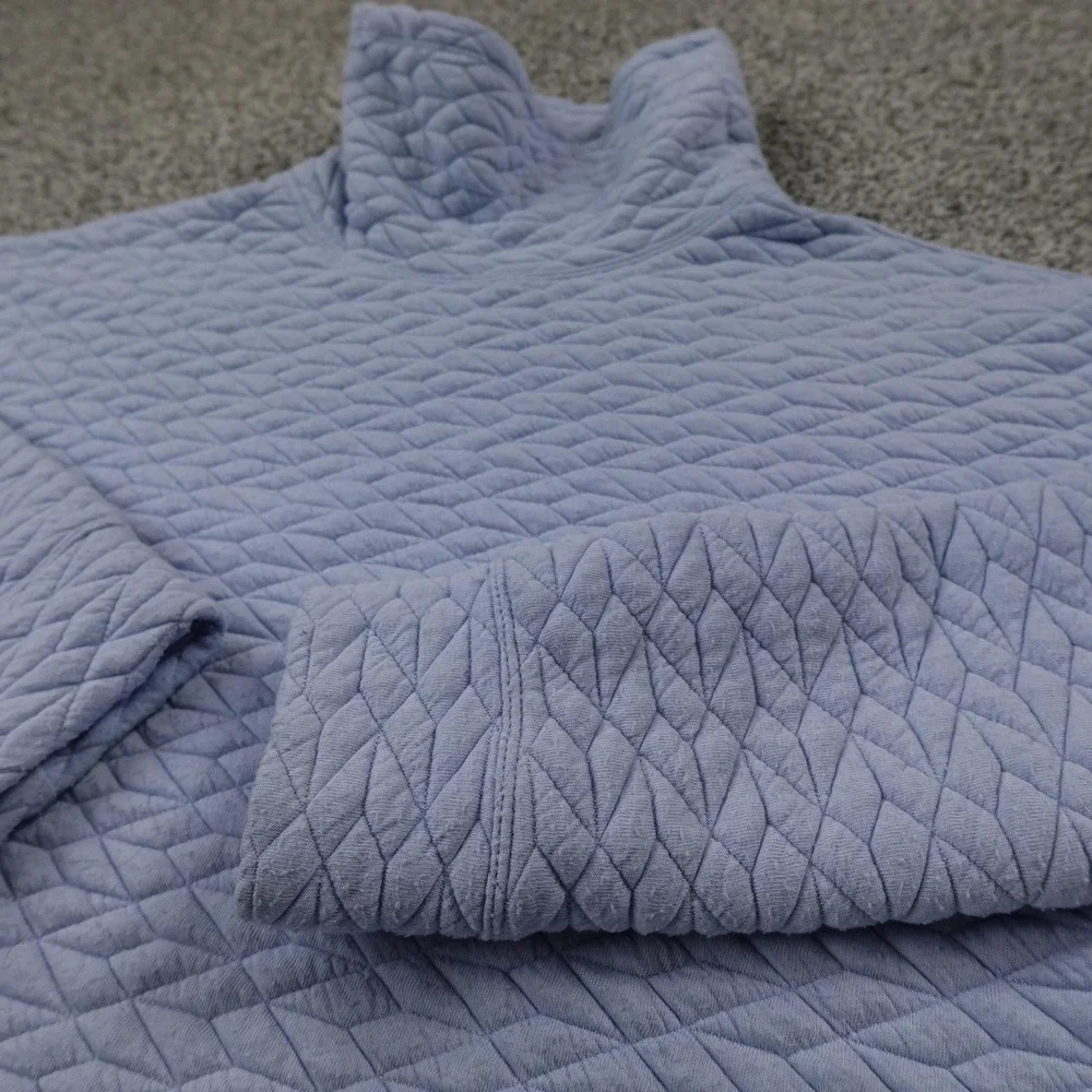 Calvin Klein Sweater Womens M Blue‎ Performance Quilted Funnel Neck Pullover Top
